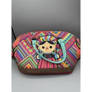 Colorful Mexican Folk Art Tote Bag with Doll Design & Floral Print